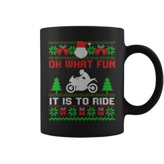 Oh What Fun It Is To Ride Motorcycle Ugly Christmas Coffee Mug - Monsterry DE