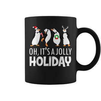 Oh It’S A Jolly A Holidays Christmas Penguin Box Santa Hat Coffee Mug - Monsterry CA