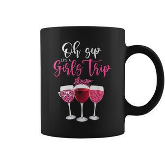 Oh Sip It's A Girls Trip Leopard Print Wine Glasses Coffee Mug - Thegiftio