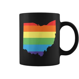 Ohio Gay Pride Flag In State Shape Lgbtq Ohioans Coffee Mug - Monsterry UK