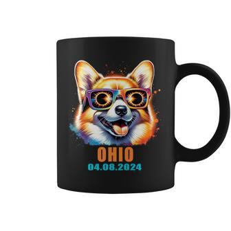 Ohio Total Solar Eclipse 2024 Corgi Dog Eclipse Glasses Coffee Mug - Monsterry