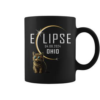 Ohio Total Solar Eclipse 2024 Cat Glasses Totality Coffee Mug | Mazezy