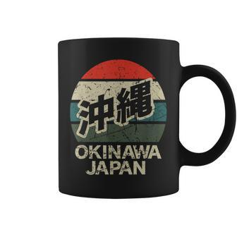 Okinawa Japan Kanji Character Circular Retro Sunset Coffee Mug - Monsterry