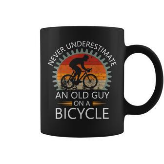 An Old Guy On A Bicycle Cycling Vintage Never Underestimate Coffee Mug - Thegiftio UK