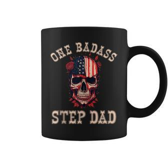 One Badass Step Dad Usa Vintage Fathers Day Grunge Coffee Mug - Thegiftio UK