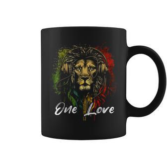 One Love Rasta Reggae Music Headphones Rastafari Reggae Lion Coffee Mug - Monsterry DE