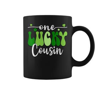 One Lucky Cousin Groovy Retro Cousin St Patrick's Day Coffee Mug | Mazezy