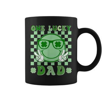 One Lucky Dad Groovy Smile Face St Patrick's Day Irish Dad Coffee Mug - Thegiftio UK