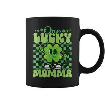 One Lucky Momma Groovy Retro Momma St Patrick's Day Coffee Mug | Mazezy
