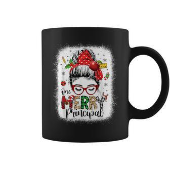 One Merry Principal Christmas Messy Bun Principal Coffee Mug - Seseable