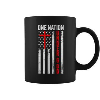 One Nation Under God Usa Flag Cross Jesus Christian Bible Coffee Mug - Monsterry AU