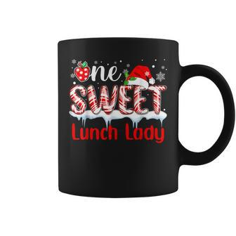 One Sweet Lunch Lady Christmas Candy Cane Santa Hat Coffee Mug - Thegiftio UK