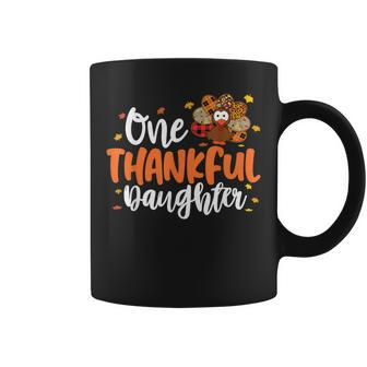 One Thankful Daughter Turkey Leopard Thanksgiving Family Coffee Mug - Monsterry