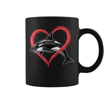 Orcas Killer Whale Symbol Love Heart Valentines Day Coffee Mug - Monsterry