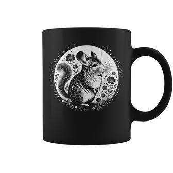 Ornate Chinchilla With Moon And Flowers Coffee Mug - Seseable