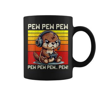 Otter Gamer Pew Video Games Vintage Boys Girls Coffee Mug - Monsterry AU
