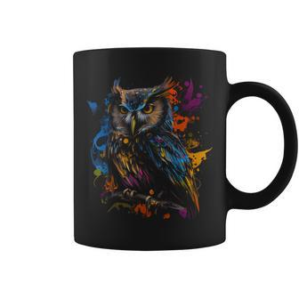 Owl Bird Colourful Colour Bird Favourite Bird Owl Fan Tassen - Seseable