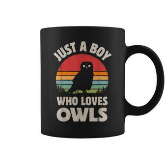 Owl Just A Boy Who Loves Owls Bird Retro Vintage Sunset Coffee Mug - Monsterry DE