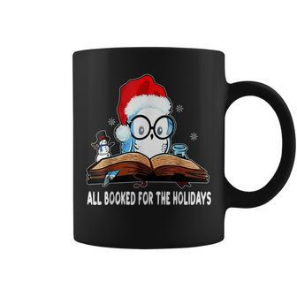 Owl Santa Hat Reading Book All Booked For Holidays Christmas Coffee Mug - Seseable