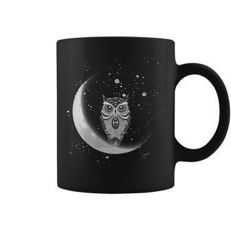 Owls Night Owls Owl At Night On Moon At Night Sky Coffee Mug - Monsterry