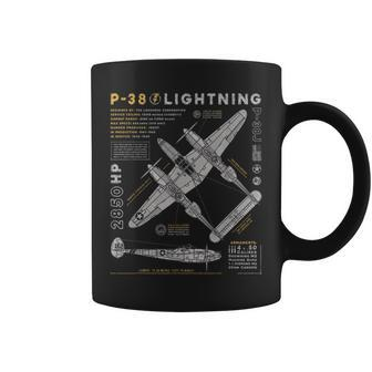 P-38 Lightning Vintage P38 Fighter Aircraft Ww2 Aviation Coffee Mug - Monsterry DE