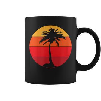 Pacific Ocean Beach Palm Tree Sun Retro Vintage Coffee Mug - Monsterry