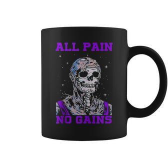 All Pain No Gains Fitness Weightlifting Bodybuilding Gym Coffee Mug - Monsterry