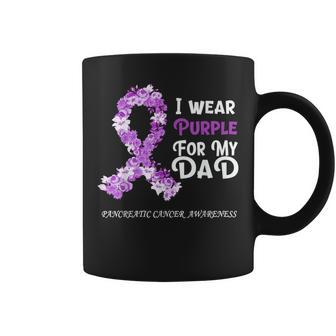 Pancreatic Cancer Awareness Flower Purple Ribbon Dad Coffee Mug | Crazezy CA
