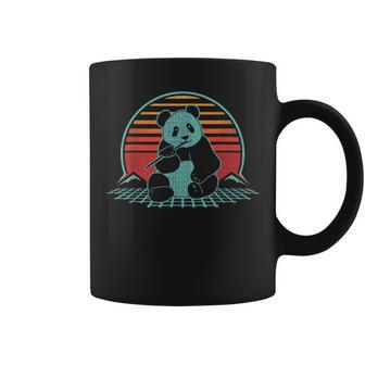 Panda Bear Eating Bamboo Retro Vintage 80 Style Coffee Mug - Monsterry UK