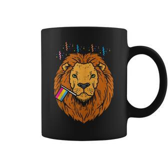 Pansexual Flag Lion Lgbt Pride Month Pan Pride Stuff Animal Coffee Mug - Monsterry AU