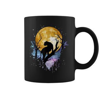 Panther Spirit Full Moon Galaxy Black Stars Night Realm Coffee Mug - Monsterry AU