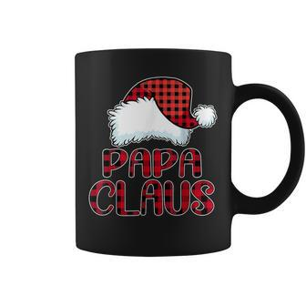 Papa Claus Santa Hat Red Buffalo Plaid Christmas Pajama Coffee Mug - Seseable