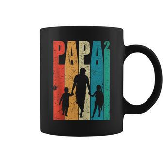 Papa Hoch 2 Dad Hoch 2 Kinder Zweifacher Papaatertag Retro Tassen - Geschenkecke