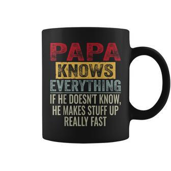 Papa Knows Everything Father's Day Papa Vintage Coffee Mug - Monsterry AU