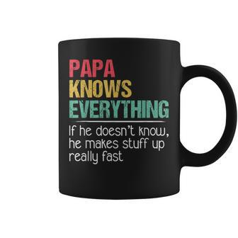Papa The Man The Myth The Bad Influence He Knows Everything Coffee Mug - Seseable