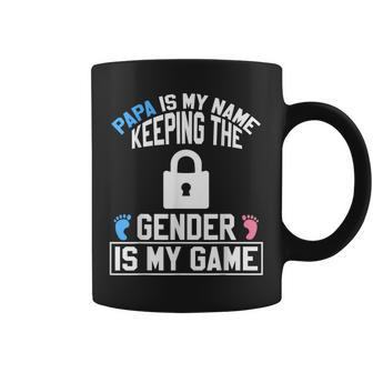 Papa Is My Name Keeping Gender Is My Game Baby Reveal Coffee Mug - Seseable