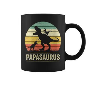 Papasaurus Dinosaur Papa Tyrannosaurus Dino Twin Pack Mit-Ausschnitt Tassen - Geschenkecke