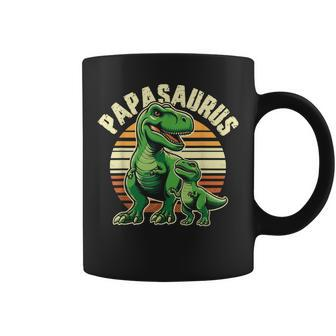 Papasaurus T Rex Dinosaur Papa Saurus Father's Day Retro Coffee Mug - Seseable