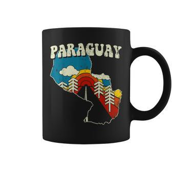 Paraguay Vintage Paraguayan Country Rainbow Retro 70S Map Coffee Mug - Thegiftio UK