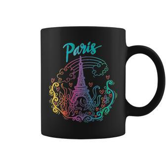 Paris Eiffel Tower With Flowers And Hearts Coffee Mug - Monsterry