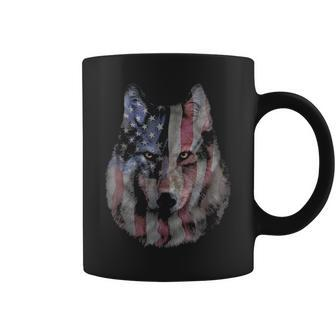 Patriotic America Grey Wolf Bust Usa Coffee Mug | Mazezy