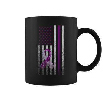 Patriotic American Flag Alzheimers Awareness Purple July 4Th Coffee Mug - Monsterry UK