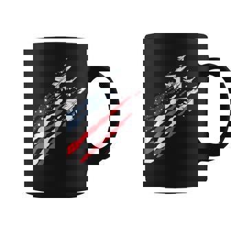 Patriotic Fighter Jet Airplane American Flag Vintage Coffee Mug | Mazezy
