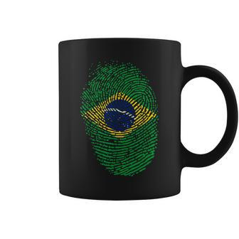 Patriotic Fingerprint Brazil Brazilian Flag Coffee Mug - Monsterry DE