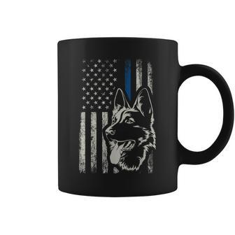 Patriotic German Shepherd K9 Unit Thin Blue Line Police Coffee Mug - Monsterry AU