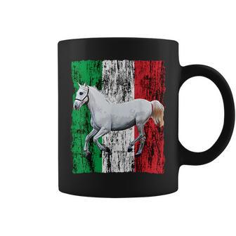 Patriotic Horse Italy Flag Distressed Italian White Horse Coffee Mug - Monsterry