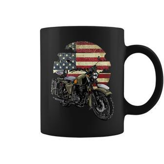 Patriotic Motorcycle Vintage American Us Flag Biker Coffee Mug - Monsterry