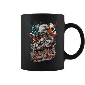 Patriotic Old Biker American Us Flag Vintage Motorcycle Coffee Mug - Monsterry