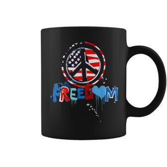 Patriotic Peace Sign Usa Flag Freedom Vote Coffee Mug - Monsterry DE
