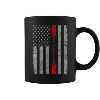 Patriotic Thin Red Line American Flag Kayak Kayaking Paddle Coffee Mug | Mazezy